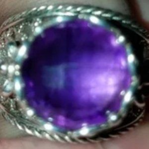 NEW large sterling purple ring flowers turkish filigree